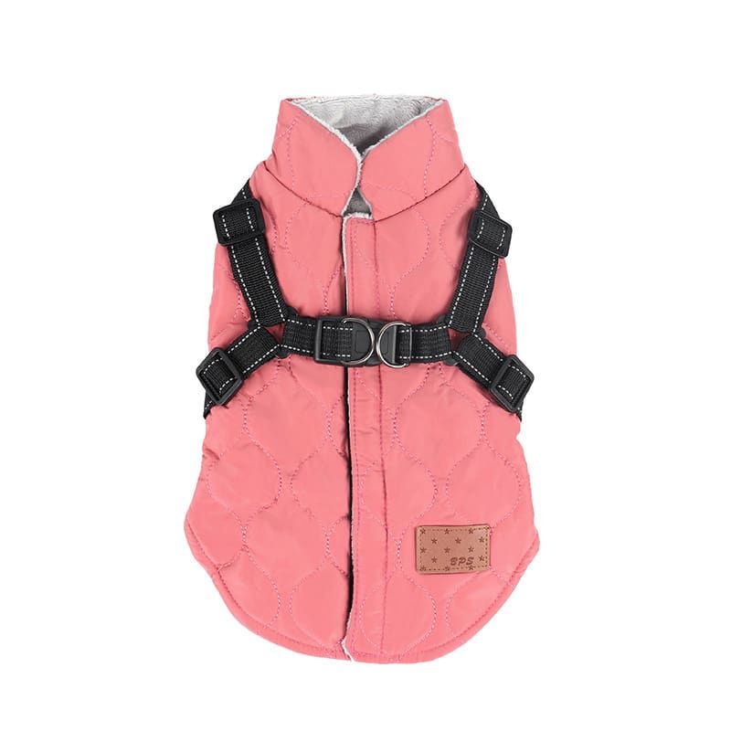 Premium Winter Dog Coat with Built-in Harness, Water-Resistant Puffer Vest for Small & Medium Breeds, Reflective Safety Straps, and Fleece Lining for Warmth and Outdoor Adventures (S, Pink)