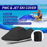 420D/600D Marine Grade Oxford Waterproof Jet Ski Cover with UV Protection, Windproof Buckle Straps and Storage Bag for PWC Mooring and Year-Round Outdoor Storage (Black 420D Oxford, L)