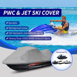420D/600D Marine Grade Oxford Waterproof Jet Ski Cover with UV Protection, Windproof Buckle Straps and Storage Bag for PWC Mooring and Year-Round Outdoor Storage (Grey 420D Oxford, XL)