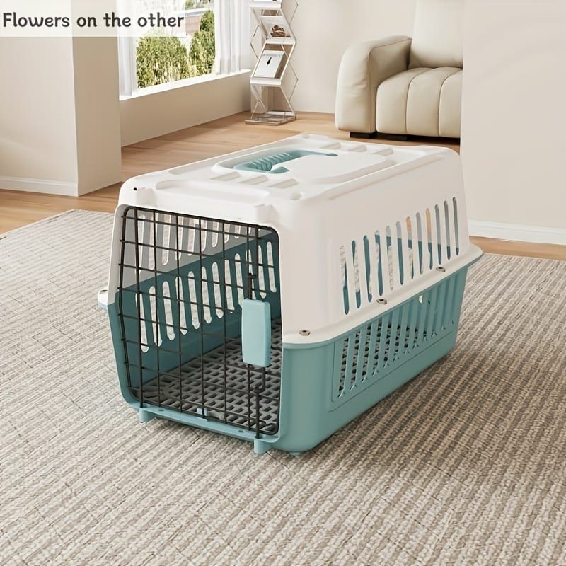Portable Pet Carrier for Cats and Small Dogs, Airline-Approved Travel Kennel with Comfort Handle, Durable Recyclable PP Material, Compact Design for Indoor, Outdoor, and Air Travel (Cyan)