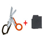 Multi-Function Folding Emergency Shear with 420HC Stainless Steel Blades, Non-Slip Rubber Handle, Quick-Release Holster, and Integrated Belt Cutter, Ring Cutter, Oxygen Tank Wrench, Glass Breaker, and Measuring Scale for Rescue, Outdoor, Vehicle, and Firs