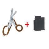 Multi-Function Folding Emergency Shear with 420HC Stainless Steel Blades, Non-Slip Rubber Handle, Quick-Release Holster, and Integrated Belt Cutter, Ring Cutter, Oxygen Tank Wrench, Glass Breaker, and Measuring Scale for Rescue, Outdoor, Vehicle, and Firs