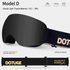 Magnetic Ski Goggles with HD Anti-Fog Spherical Lens, UV400 Protection for Snow Sports, Compatible with Eyewear, Ideal for Skiing and Mountain Climbing (D)