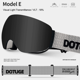 Magnetic Ski Goggles with HD Anti-Fog Spherical Lens, UV400 Protection for Snow Sports, Compatible with Eyewear, Ideal for Skiing and Mountain Climbing (E)