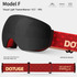Magnetic Ski Goggles with HD Anti-Fog Spherical Lens, UV400 Protection for Snow Sports, Compatible with Eyewear, Ideal for Skiing and Mountain Climbing (F)