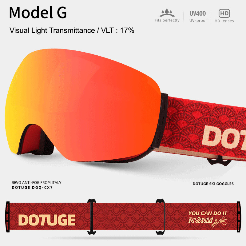 Magnetic Ski Goggles with HD Anti-Fog Spherical Lens, UV400 Protection for Snow Sports, Compatible with Eyewear, Ideal for Skiing and Mountain Climbing (G)
