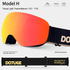 Magnetic Ski Goggles with HD Anti-Fog Spherical Lens, UV400 Protection for Snow Sports, Compatible with Eyewear, Ideal for Skiing and Mountain Climbing (H)