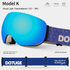 Magnetic Ski Goggles with HD Anti-Fog Spherical Lens, UV400 Protection for Snow Sports, Compatible with Eyewear, Ideal for Skiing and Mountain Climbing (K)