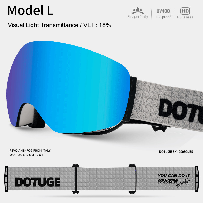 Magnetic Ski Goggles with HD Anti-Fog Spherical Lens, UV400 Protection for Snow Sports, Compatible with Eyewear, Ideal for Skiing and Mountain Climbing (L)