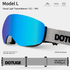 Magnetic Ski Goggles with HD Anti-Fog Spherical Lens, UV400 Protection for Snow Sports, Compatible with Eyewear, Ideal for Skiing and Mountain Climbing (L)