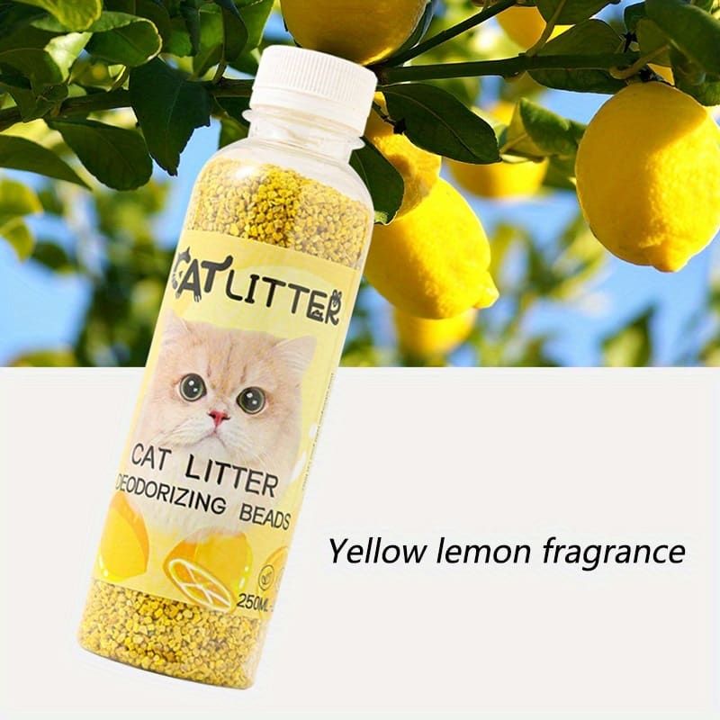 Premium Cat Litter Deodorizer Beads – Natural Odor Eliminator for Litter Box, Long-Lasting Scented Crystals with Lavender, Rose, Lemon, Green Apple & Jasmine, Pet-Safe Fragrance-Free Formula (Yellow)