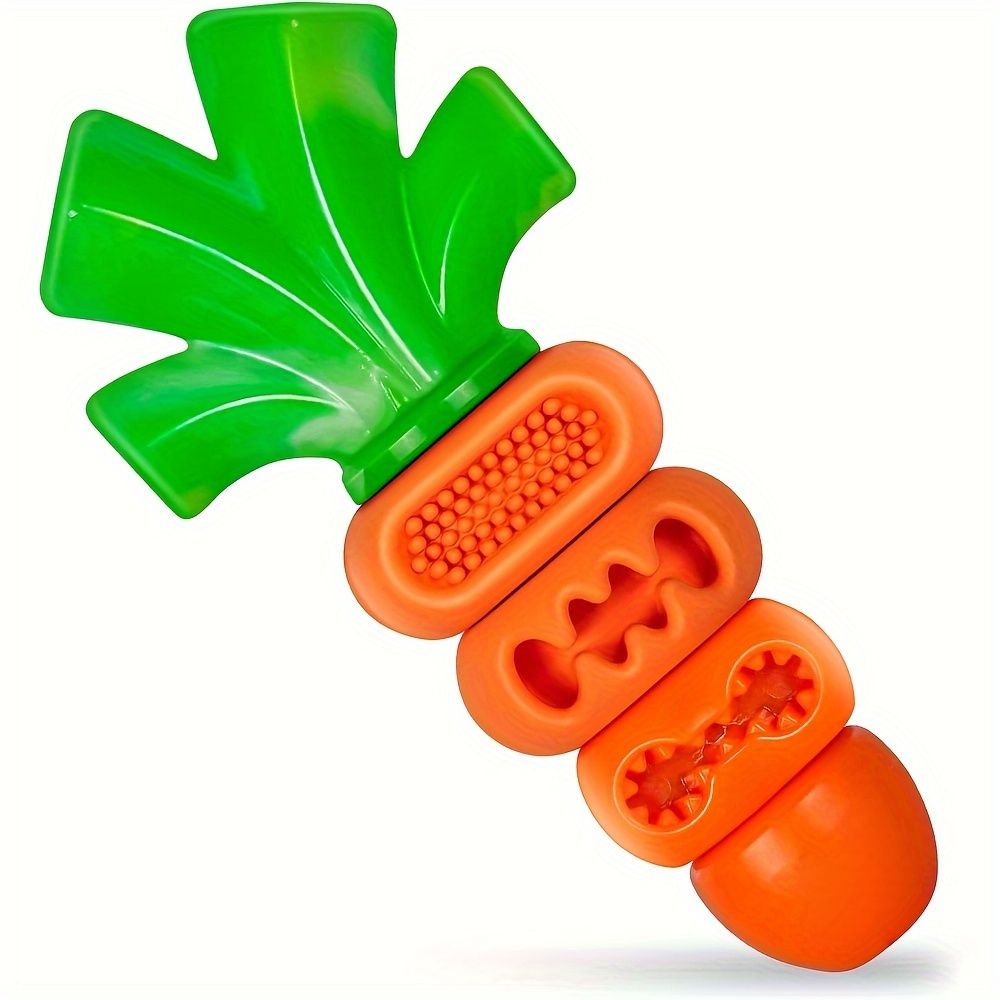 Interactive Carrot-Shaped Dog Chew Toy for Dental Health, Boredom Relief, and Treat Dispensing – Durable Nylon Material for Aggressive Chewers, Perfect for Fun Playtime with Your Pup (Coral Red)