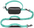 Hands-Free Dog Leash with Waist Belt and Storage Pouch, Shock-Absorbing Bungee Leash for Running, Walking, and Outdoor Adventures, Reflective Safety Design for Night Walks (Cyan)