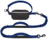 Hands-Free Dog Leash with Waist Belt and Storage Pouch, Shock-Absorbing Bungee Leash for Running, Walking, and Outdoor Adventures, Reflective Safety Design for Night Walks (Navy)