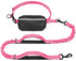 Hands-Free Dog Leash with Waist Belt and Storage Pouch, Shock-Absorbing Bungee Leash for Running, Walking, and Outdoor Adventures, Reflective Safety Design for Night Walks (Pink)