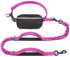Hands-Free Dog Leash with Waist Belt and Storage Pouch, Shock-Absorbing Bungee Leash for Running, Walking, and Outdoor Adventures, Reflective Safety Design for Night Walks (Rose)