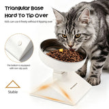 Elevate Your Cat’s Dining Experience with an Adjustable Anti-Slip Feeding Bowl, Featuring a Durable Stainless Steel Inner Liner and Three-Level Height Settings for Comfortable, Stable Mealtime Posture at Home. (White)