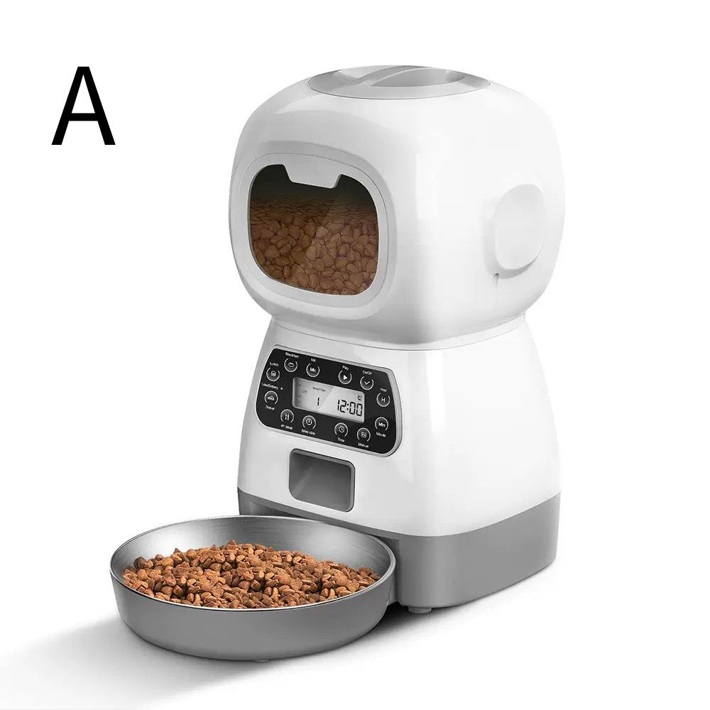 Smart Pet Automatic Feeder with 3.5L Capacity, Timed Portion Control, WiFi Remote Control, Voice Call Feature, Dual Power Supply for Cats and Small Dogs, Ideal for Indoor Use While You Are Away (A（No WiFi ）)