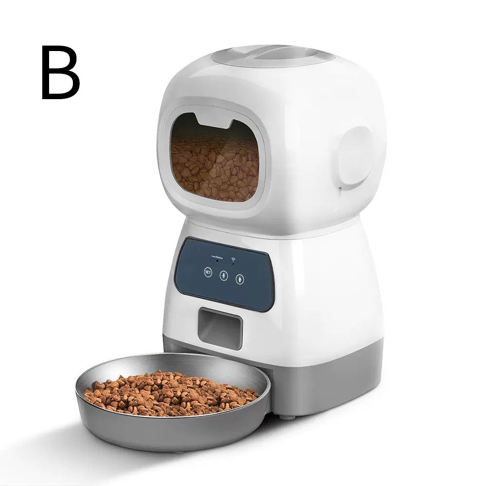 Smart Pet Automatic Feeder with 3.5L Capacity, Timed Portion Control, WiFi Remote Control, Voice Call Feature, Dual Power Supply for Cats and Small Dogs, Ideal for Indoor Use While You Are Away (B（WiFi ）)