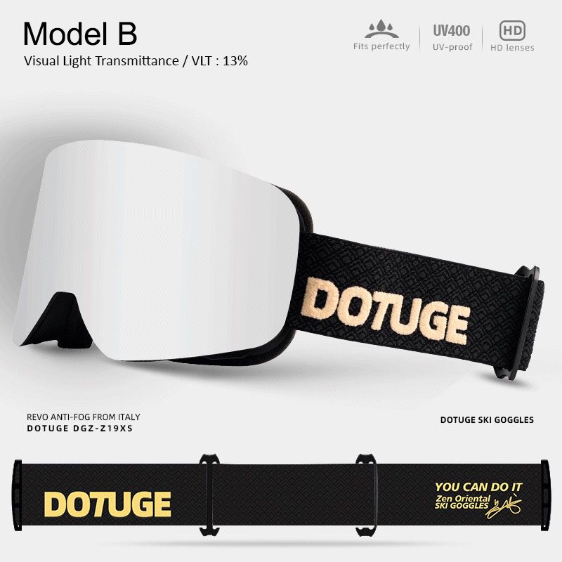 DOTUGE DGZ-Z19XS Series Ski Goggles with Magnetic Quick-Change Lens, Double-Layer Anti-Fog UV400 HD Coated Lenses, Compatible with Prescription Glasses, for Snow Sports, Climbing, and Mountain Adventures (B)