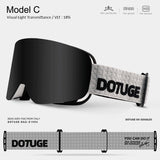 DOTUGE DGZ-Z19XS Series Ski Goggles with Magnetic Quick-Change Lens, Double-Layer Anti-Fog UV400 HD Coated Lenses, Compatible with Prescription Glasses, for Snow Sports, Climbing, and Mountain Adventures (C)