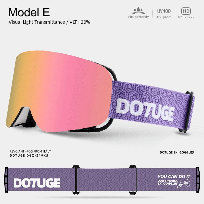 DOTUGE DGZ-Z19XS Series Ski Goggles with Magnetic Quick-Change Lens, Double-Layer Anti-Fog UV400 HD Coated Lenses, Compatible with Prescription Glasses, for Snow Sports, Climbing, and Mountain Adventures (E)