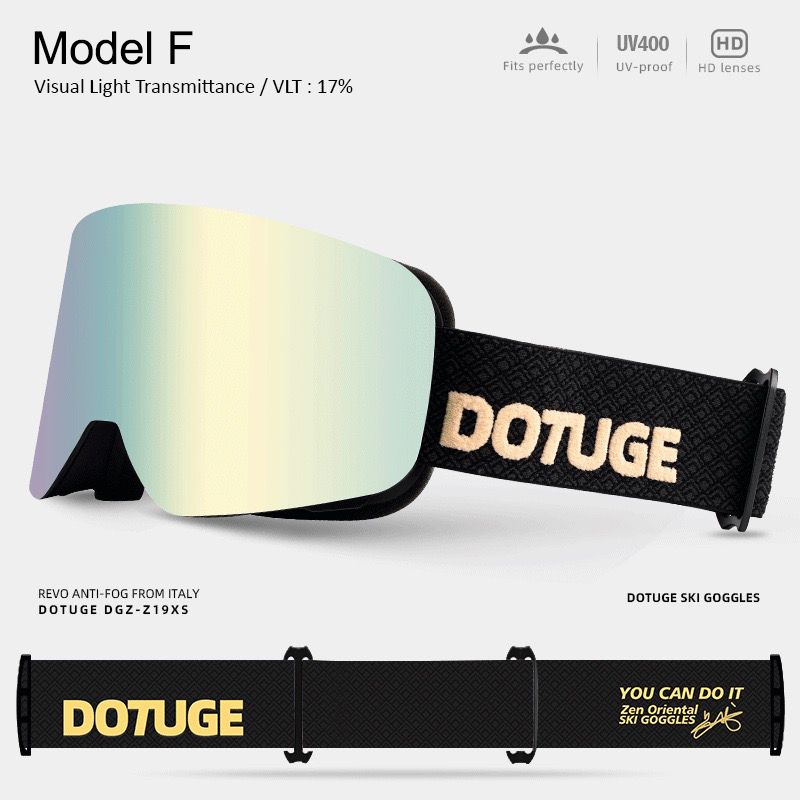 DOTUGE DGZ-Z19XS Series Ski Goggles with Magnetic Quick-Change Lens, Double-Layer Anti-Fog UV400 HD Coated Lenses, Compatible with Prescription Glasses, for Snow Sports, Climbing, and Mountain Adventures (F)