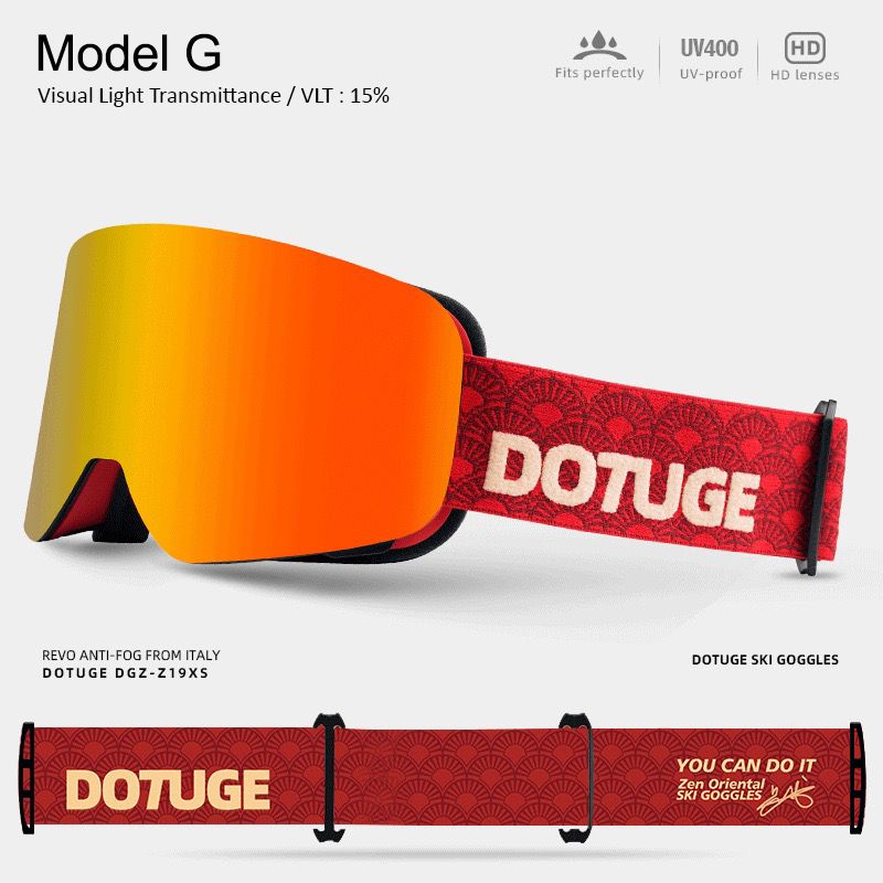 DOTUGE DGZ-Z19XS Series Ski Goggles with Magnetic Quick-Change Lens, Double-Layer Anti-Fog UV400 HD Coated Lenses, Compatible with Prescription Glasses, for Snow Sports, Climbing, and Mountain Adventures (G)