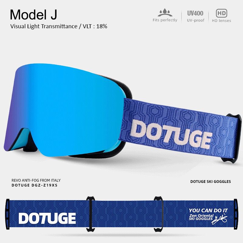 DOTUGE DGZ-Z19XS Series Ski Goggles with Magnetic Quick-Change Lens, Double-Layer Anti-Fog UV400 HD Coated Lenses, Compatible with Prescription Glasses, for Snow Sports, Climbing, and Mountain Adventures (J)