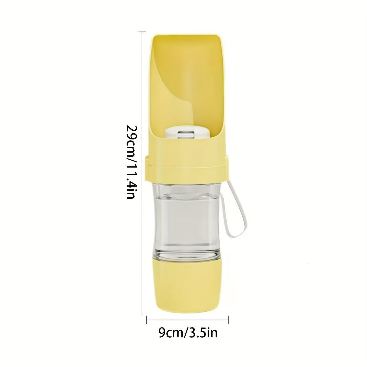 Portable Dog Water Bottle – Leak-Proof Pet Water Dispenser with Food Storage, Ideal for Outdoor Walks, Camping, and Travel (Yellow)