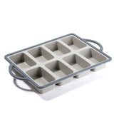 8-Cavity Food-Grade Liquid Silicone Baking Mold with Dual Handles, Non-Stick Square Cake Pan for Brownies, Muffins and Tarts, Oven and Freezer Safe for Home Kitchen Baking and Food Storage (Grey, 2PCS)
