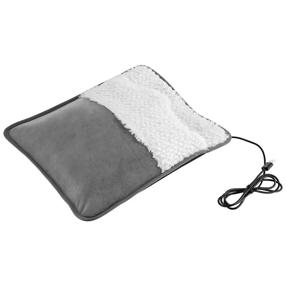 USB Heated Foot Warmer Pad – Ultra-Soft Crystal Velvet, Fast Heating & Constant 50°C, Portable for Home Office Car, Use with Power Bank Computer USB Ports, Multi-Purpose Warmth for Feet Knees Shoulders (Grey)