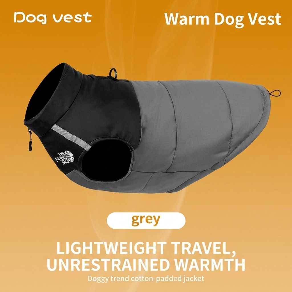 Keep Your Pup Cozy and Visible This Winter – Waterproof, Insulated Dog Coat with Reflective Strips, Front Zipper, D-Ring Leash Attachment, and Adjustable Fit for Daily Walks and Outdoor Adventures (L, Grey)