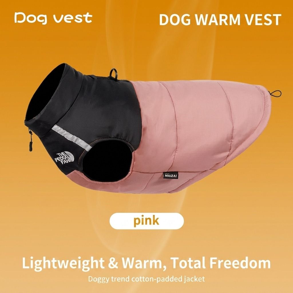 Keep Your Pup Cozy and Visible This Winter – Waterproof, Insulated Dog Coat with Reflective Strips, Front Zipper, D-Ring Leash Attachment, and Adjustable Fit for Daily Walks and Outdoor Adventures (L, Pink)