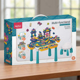 Multifunctional Kids Building Block Table Set with Storage, Compatible with 3-6 Year Olds, Includes Chair and 88-380PCS Colorful Bricks, Ideal for Learning, Drawing, Sand & Water Play (88PCS)