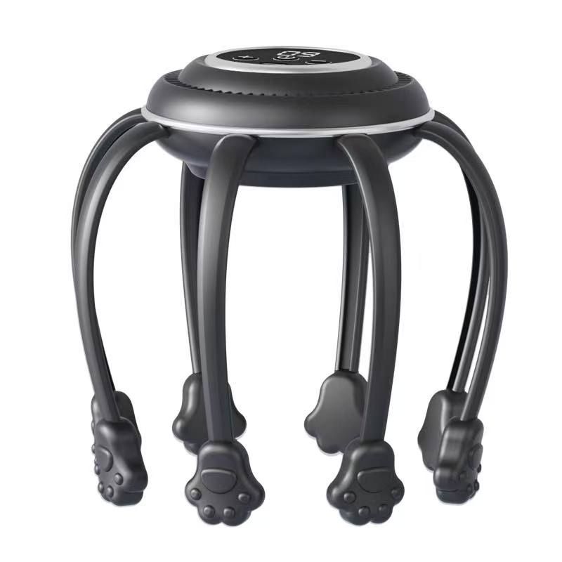 Wireless Octopus Head Massager with USB Charging – Ergonomic Scalp Relaxation Device for Home, Office, and Travel Use (Black)