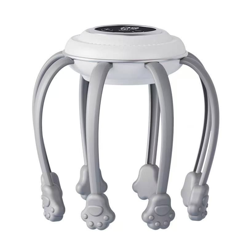 Wireless Octopus Head Massager with USB Charging – Ergonomic Scalp Relaxation Device for Home, Office, and Travel Use (White)