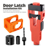 Door Lock and Latch Installation Tool Kit with Hole Saw, Mortise Template and Chisel Guide for Wooden Door Hardware Fitting and Precise Drilling Alignment (Orange)