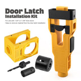 Door Lock and Latch Installation Tool Kit with Hole Saw, Mortise Template and Chisel Guide for Wooden Door Hardware Fitting and Precise Drilling Alignment (Yellow)
