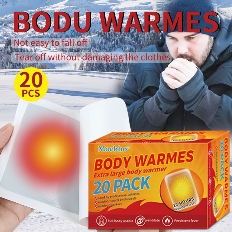 Self-Heating Hand Warmers 20-Pack 12-Hour Warmth Air-Pressure Activated Hand - White - Size 20PCS