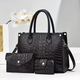 Luxury Handbag Set Crocodile Pattern Handbag Three Piece Handbag Set Large - Khaki - Size 28-10-21