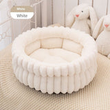 Pet Bed Cat Bed Dog Bed All-Season Bed Ultra-Soft Plush Large Pet Bed Round Pet - White - Size 40-15-15