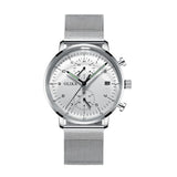 men's watch, ultra-thin watch, leather strap watch, luminous watch, waterproof watch, date calendar watch, curved glass watch, casual sports watch, OLIKA watch, men's fashion watch - Stainless steel with a white face - Size Man