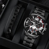 men's watch, Geneva calendar watch, stainless steel watch, business watch for men, Australian men's fashion, dress watch, formal watch, calendar wristwatch, Australian men's accessories - Black - Size 3