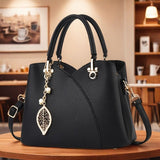 White Tote Bag Women'S Handbag Leaf Charm Bag Stylish Women'S Bag Designer Tote - Black - Size 26-13-18
