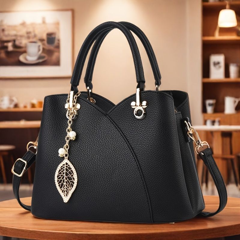 White Tote Bag Women'S Handbag Leaf Charm Bag Stylish Women'S Bag Designer Tote - White - Size 26-13-18