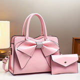 White Ladies Handbag Bow Embellished Handbag Handbag With Small Purse Crocodile - White - Size 29-12-21