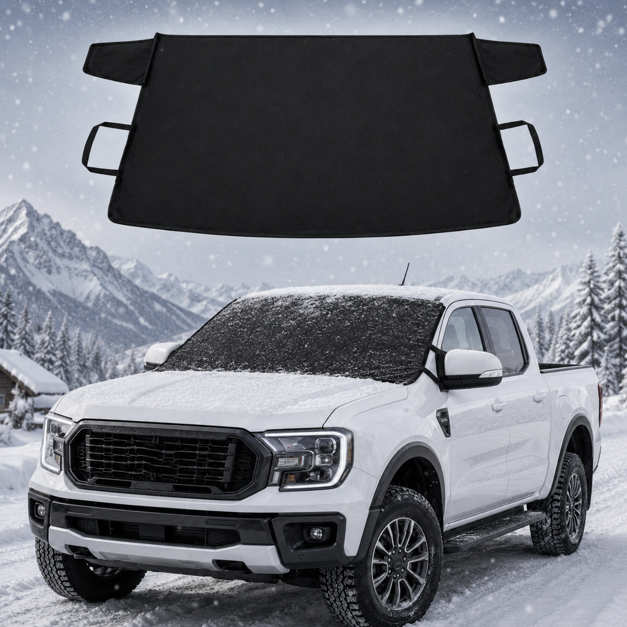 188 x 110cm Car Windscreen Snow Cover 600D Oxford PU Coated Frost Ice Protector for Cars SUVs and Utes