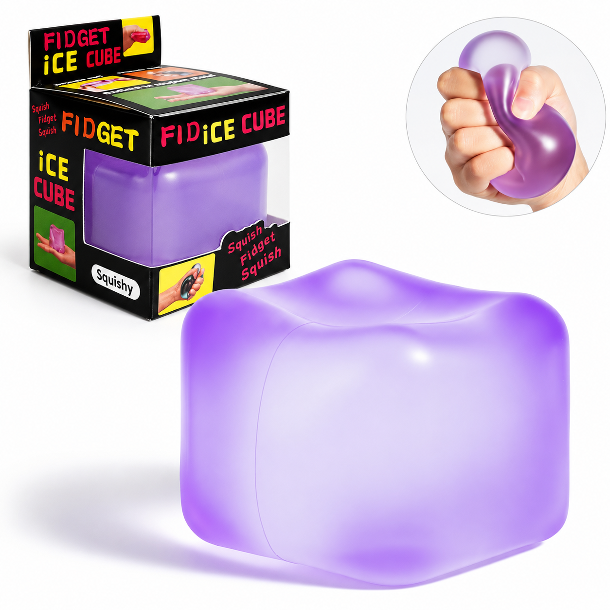 Ice Cube Squishy Toy 5.5*5.5cm Slow Rising Stress Relief Fidget Toy Soft Squeeze Sensory Toy for Kids and Adults(Blue)