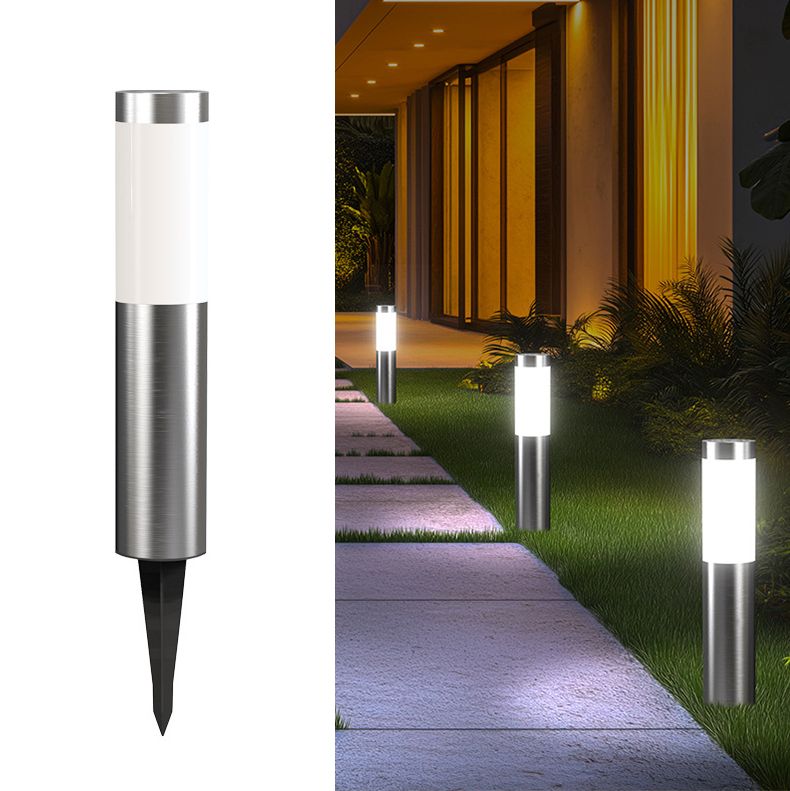 Solar LED Garden Pathway Light Silver Cool White Outdoor Landscape Lamp Waterproof with Automatic Light Sensor for Yard Walkway Driveway 1 Pack